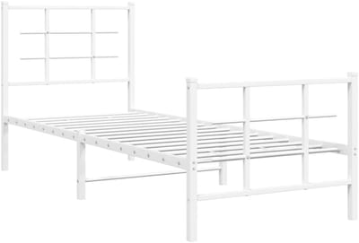 Eenpersoons Bedframe - Logeerbed Kinderbed - Slaapkamer Inrichting - Robuuste Metalen Constructie - 80x200 cm - Wit