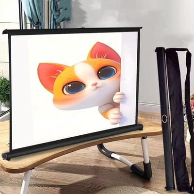 Projectiescherm Vloer - Mobiel Scherm - Thuisbioscoop Creëren - Dubbele Gasveer Design - 50 Inch 4:3 - Wit