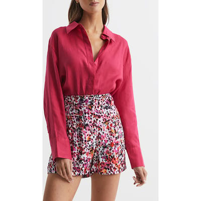 Reiss Lara Viscose Shorts — Pink Maat: 4 | Korte Broeken Outlet | Dames | Roze