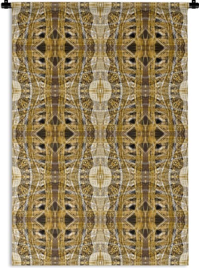 Wandkleed - Wanddoek - Goud - Afrika - Patronen - Dieren - 120x180 cm - Wandtapijt