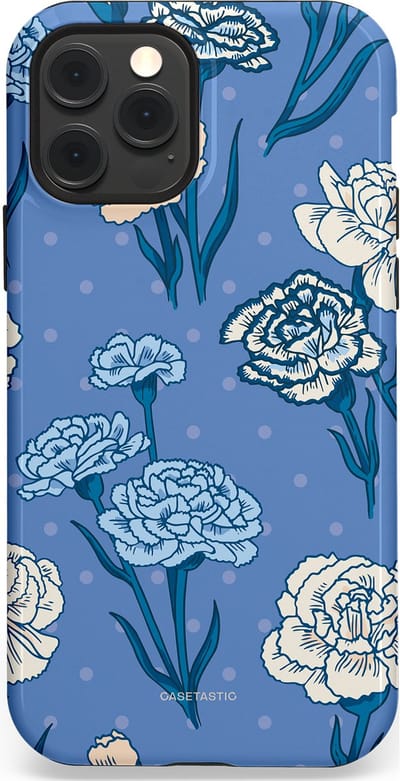 Casetastic hoesje geschikt voor Apple iPhone 12 / Apple iPhone 12 Pro - MagSafe - Dubbellaagse bescherming - Anjer melange - Fashion Case - Lavendel Petrol Zilver