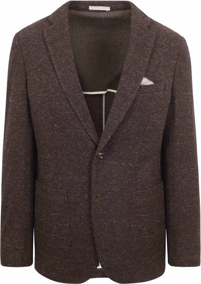 Suitable Colbert Fame Pied de Poule Bruin - Maat 54 - Heren blazer