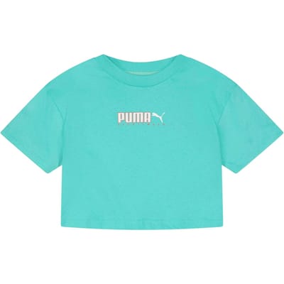 Puma Katoenen T-shirt met logo voor kinderen (Aqua)