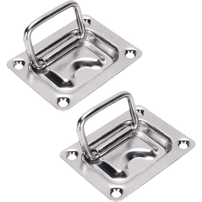 2 Stuks Verzonken Luikgreep 316 Roestvrij Staal Flush Mount Ringgreep voor Boten Jachten white