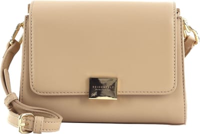 SEIDENFELT MANUFAKTUR Schoudertas Ellanda Crossbag Greyish Sand / Gold Lichtbruin