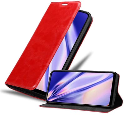 Cadorabo Hoesje geschikt voor Samsung Galaxy A11 / M11 in APPEL ROOD - Beschermhoes met magnetische sluiting, standfunctie en kaartvakje Book Case Cover Etui
