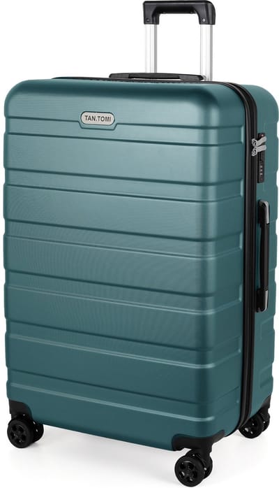 TAN.TOMI Reiskoffer Groot 95L – 76x49x30 cm – Harde Koffer met Cijferslot – Lichtgewicht Trolley met 4 Spinner Wielen – Ruime Ruimbagage - Licht donkergroen