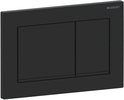 Geberit Omega20 bedieningsplaat - 2-toets spoeling - rechthoekige knoppen - matzwart/zwart/matzwart