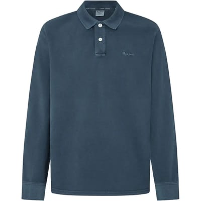 Pepe Jeans New Oliver Lange Mouw Poloshirt Blauw XL Man