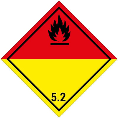 ADR klasse 5.2 organische peroxiden bord | gecoat dibond materiaal | 10 x 10 cm