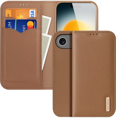 Dux Ducis Hoesje - Geschikt voor iPhone Air Hoesje - Dux Ducis Hivo - Genuine Leather Book Case - Bruin