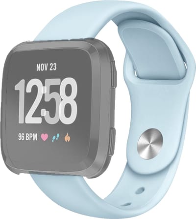 By Qubix - Compatible Fitbit bandje - geschikt voor Fitbit Versa 1 / 2 & Lite siliconen bandje - Maat: Small - Lichtblauw Smartwatchbandje bandje Armband Polsband Strap Band Watchband