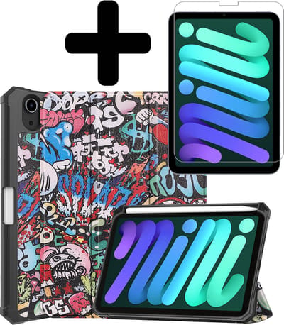 Hoes - Geschikt voor Apple iPad Mini 6 (2021) - 8.3 inch - 6e Generatie - Met Screenprotector - Trifold Bookcase - Hard Cover Case - Met Uitsparing Geschikt voor Apple Pencil - Hardcover Book - Tablet Hoesje - Graffity
