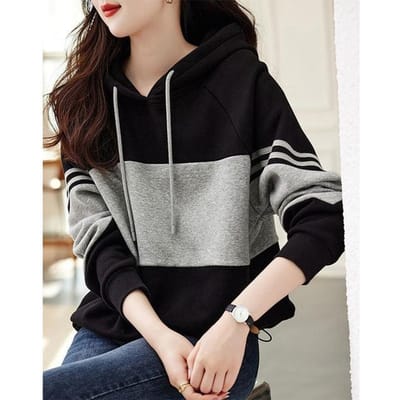 Herfst Winter Losse Casual Patchwork Hoodies Dames Eenvoudige Mode Alles-match Pullover Top Vrouwen Hooded Sweatshirt Dameskleding XXXXL
