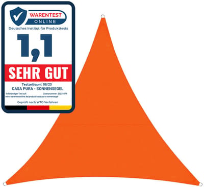 FLOORDIREKT Zonnescherm 3,6 x 3,6 x 5,1 m - Oranje - Driehoekig - incl. bevestigingsmateriaal - Scheurvast polyesterweefsel - Waterafstotend geïmpregneerd - Zonwering
