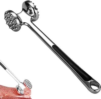 Hamer met vlees Antiadhésief, Double Face Attendrisseur de Flende, Attendrisseur à Escalope, Hamer met dubbele gezicht, Hamer met vlees voor steak, Kippen, Côtelettes, Zilverd