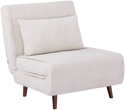 sweeek - Fauteuil met slaapfunctie van chenille stof houten poten - guest