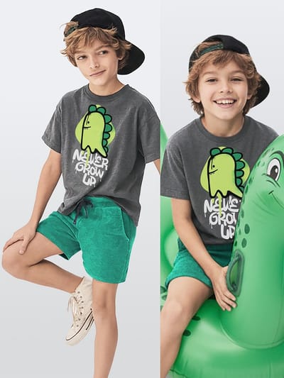 Denokids CFF-26Y1-045 Groene Jongens T-shirt en Short Set met Dinosaur Print 104