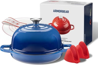 Gietijzeren Dutch Oven voor Brood Bakken - 5QT Ronde Pan met Deksel voor Zuurdesem