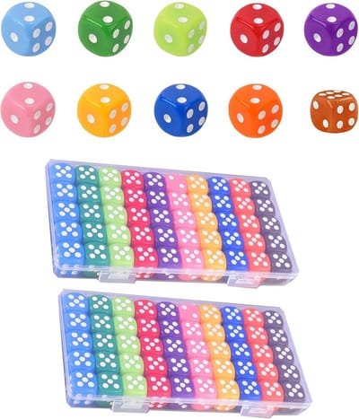 Kleurrijke Dobbelstenen - Speelkubussen Set - Spelplezier Vergroten - Duurzaam Acryl Materiaal - 100 Stuks 16mm - Assorti