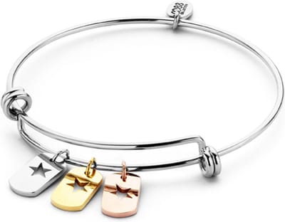 CO88 Collection Inspirational 8CB-90090 Stalen Armband met Hangers - Open Sterren - One-size - Zilverkleurig