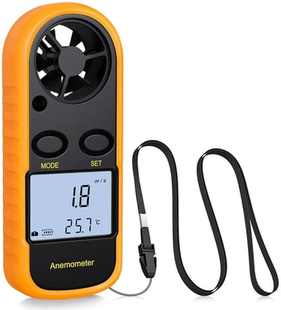 Windmeter Digitaal - 30 m/s - Windsnelheid + temperatuur - Anemometer - Gevoelstemperatuur - Wind Meter - Windsnelheden Meter - Windsnelheidsmeter - Lucht snelheidsmeter - Digitale Wind Snelheidsmeter - Voor zeilen, vliegers, surfen, marine, vissen