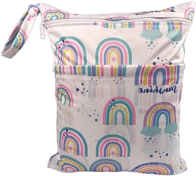 Waterdichte Luiertas voor Peuters met Cartoon Dierenprint, Herbruikbare Zak voor Nat en Droog, Ideaal voor Reizen en Luiers