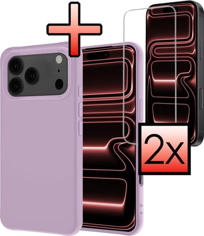 Hoesje - Met 2x Screenprotector - Geschikt voor Apple iPhone 17 Pro Max - Sterk & Shockproof - Back Cover - Siliconen Case - Telefoon Hoes - Lila
