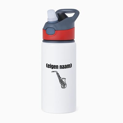 Hacebo® - saxofoon met eigen naam waterfles met rietje rood - Saxofoon - muziek liefhebbers - iemand die houdt van saxofoons - verjaardag - cadeau - kado - water fles - 650ML