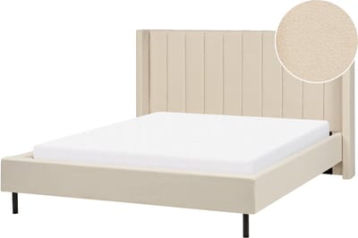 VILETTE - Tweepersoonsbed - Lichtbeige - 160 x 200 cm - Bouclé
