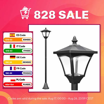 Outsunny Klassieke Tuinlantaarn Ip44 Vloerlamp met Slimme Led Zonne-verlichting voor Buitenterras 15X15X120 cm Zwart