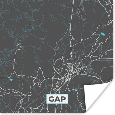 Poster Gap - Frankrijk - Plattegrond - Kaart - Stadskaart - 100x100 cm XXL