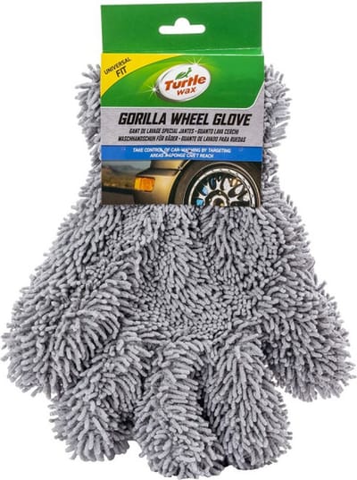 Turtle Wax Velgenhandschoen Gorilla - Verwijdert snel alle remstof en vuil - Twee verschillende kanten - Een microvezel en een insectennet kant - Perfecte pasvorm - Perfect contact tussen hand en oppervlak – Grondige reiniging