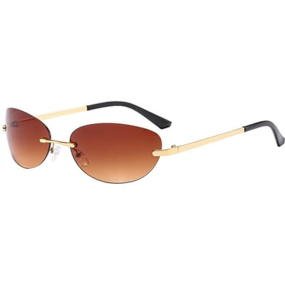 Lunettes de soleil rétro ovales sans monture Y2K UV400 transparentes enveloppantes dégradées pour femmes hommes mode lunettes