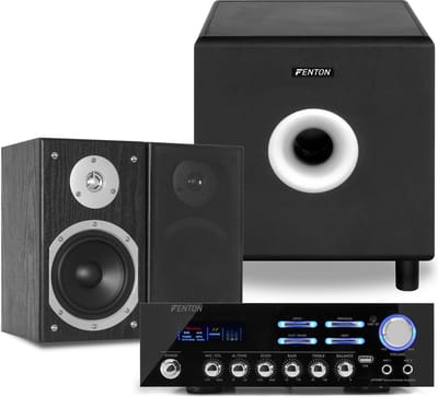 2.1 speakerset - Fenton hifi stereo set met versterker met Bluetooth en 8'' subwoofer