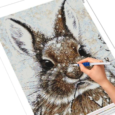 Diamant broderie lapin artisanat Kit 5D bricolage diamant peinture neige Animal strass photo décor à la maison cadeau Full Square 20X30CM