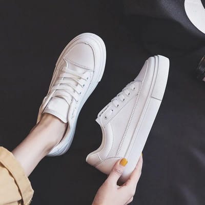 WTEMPO Chaussures blanches à lacets pour femmes, chaussures de planche professionnelles, confortables, polyvalentes, à bout rond et à talon bas, pour le sport, le printemps et l'automne 40 blanc