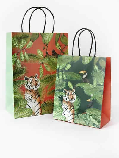 &INK - Cadeautasjes - Set van 8 - Geïllustreerd groen en oranje