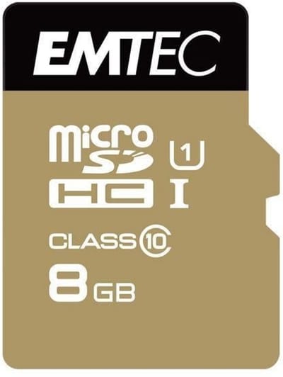 Emtec II Lite Gold+ Memory micro SDHC - 8 GB - Inclusief Adapter - SD kaart - Class 10 - Goud
