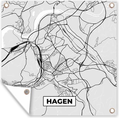 Tuin poster Stadskaart - Duitsland - Plattegrond - Hagen - Kaart - 200x200 cm - Tuindoek
