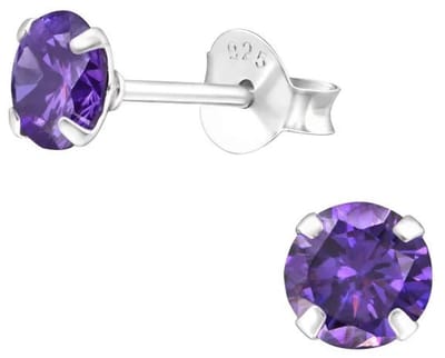 Aramat Jewels | Oorbellen | 925 Zilveren Kristal Oorbellen - Sprankelende Zirkonia Studs | 5mm / Fel Roze | | | Zilver | Kinderen, Volwassenen | Verkleurd niet