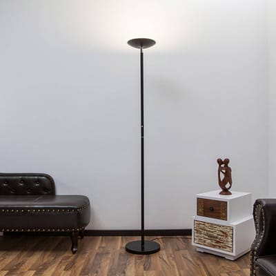 Lindby LED vloerlamp Malea, zwart, metaal, dimbaar, 180 cm