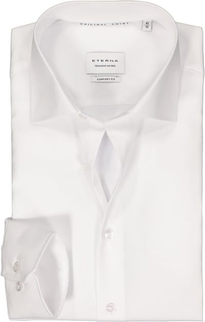 ETERNA comfort fit overhemd - popeline - wit - Strijkvrij - Boordmaat: 39 (EU maat: M)