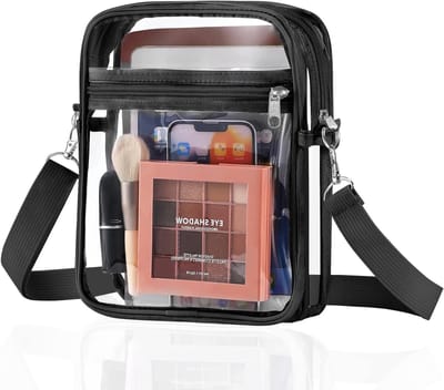 Transparante Crossbody Tas voor Evenementen, Verstelbare Schoudertas voor Concerten en Festivals, Zwart en Doorzichtig, 24 * 17 * 2cm, Ideaal voor Sport en Reizen