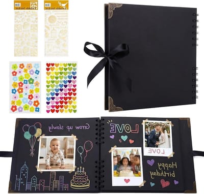 Fotoalbum om zelf vorm te geven, met 60 pagina's, 20,5 x 20,5 cm, spiraalalbum, fotoalbum, bruiloft, baby, scrapbook met 4 stickervellen, doe-het-zelf album om in te plakken, voor familie