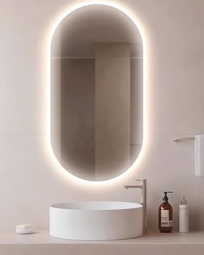 Ovaal Badkamerspiegel met LED-verlichting - 100 x 40 cm, Warm Licht 3600 K, IP44 - Full-body Wandspiegel voor Badkamer