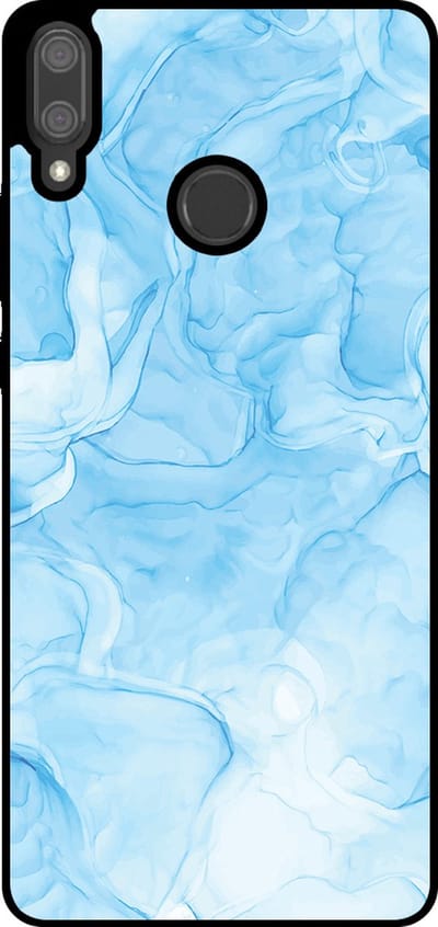 Smartphonica Telefoonhoesje Geschikt voor Huawei Y9 (2019) met marmer opdruk - TPU backcover case marble design - Lichtblauw geschikt voor Huawei Y9 (2019)