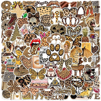 50 100 Stuks Luipaardprint Meisje Kunst Esthetiek Waterdicht Graffiti Telefoon Laptop Bagage Gitaar Notitieboek Stickers Kinderen Speelgoed black