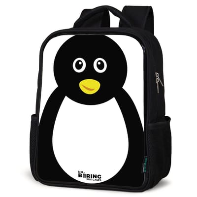 NoBoringSuitcases.com® - Rugzak zwart - Schooltas jongen & meisje - Dierenportret Pinguïn - Rugtas voor school - Boekentas kind - Schoolrugzak - Kinderrugzak