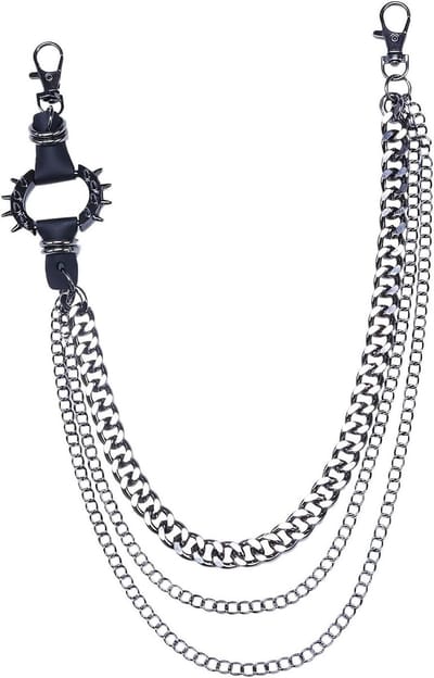 Drie Laags Rivet Ketting voor Broeken, Wallets en Tassen - Stalen Punk Accessoire voor Mannen en Vrouwen